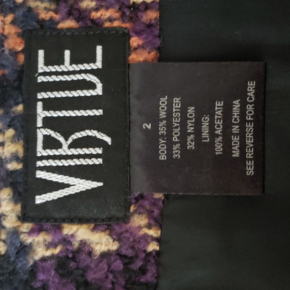 NWOT VIRTUE BRAND PLAID WOOL SKIRT IN SIZE S - Picture 3 of 4